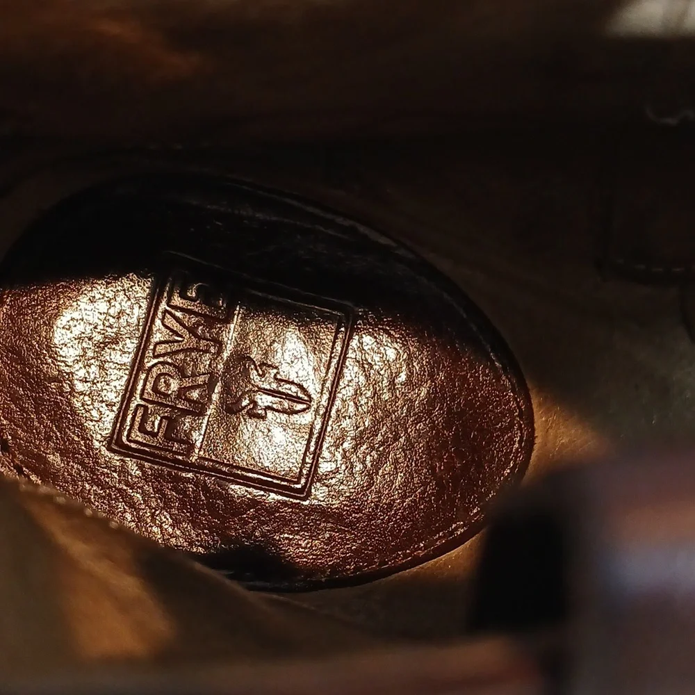 Frye Rich Brown Leather Ankle Booties Women's Sz 8.5 - Picture 5 of 12